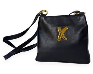 Paloma Picasso Black Leather Shoulder Bag