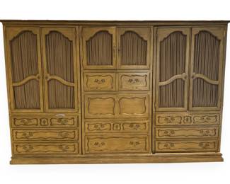 Milling Road Furniture Division of Baker Furniture, Inc. French Provincial Style Three-Section Wall Unit