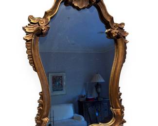 A Vintage Gilt Rococo Style Wall Mirror