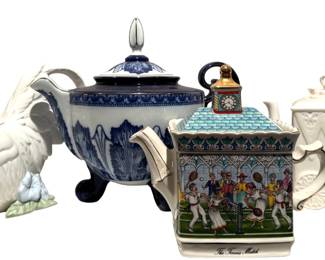 A Collection of Four Teapots, including a Wellington 'The Tennis Match' Championship Series Teapot