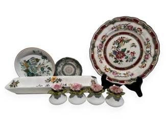 A Collection of Grindley Marlborough Royal Petal 'Connaught' Dinnerware and Decorative Ceramic Ornaments