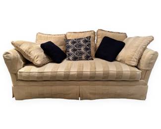 Baker Silk Upholstered Rolled Arm Two-Seat Sofa