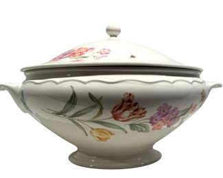 A Large Ceramic Lidded Tureen with Floral and Bee Decoration by Wedgwood