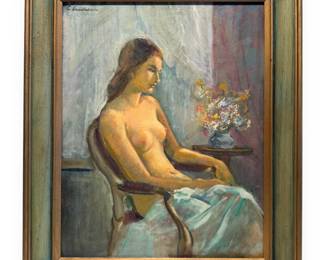 Signed C. Erickson, 20th Century Expressive Nude, Oil on Canvas