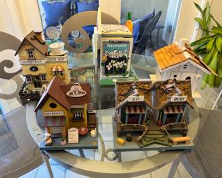 A Collection of Miniature Folk Art Wooden Decorative Structures