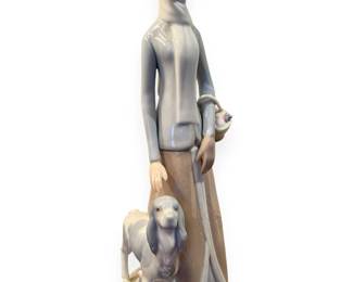 Tengra Porcelain Figurine, Woman With Dog