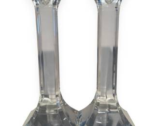 A Pair of Orrefors Sweden Regina Crystal Candlesticks