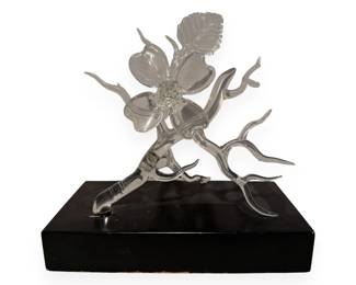 Frabel Studio Art Glass Single Dogwood Blossom Sculpture