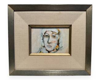 A Framed Semi-Abstract Portrait Painting, Signed 'J. Ba'