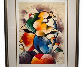 David Schluss Abstract-Figurative Limited Edition Serigraph, Dated 1983