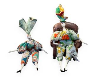 A Pair of Poupées Isabelle Decorative Art Dolls by Diane Garrison