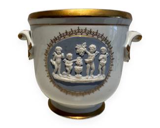 Vista Alegre Portugal Neoclassical Style Cachepot with Putti and Grape Harvest Relief