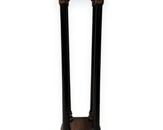 A French 19th Century Louis XVI Style Ebonized and Ormolu-Mounted Marble-Top Pedestal