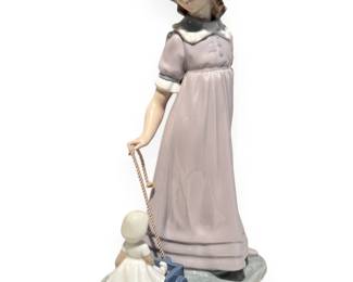 Lladro Retired 'Girl Pulling Dolls Carriage' Porcelain Figurine, Model 5044