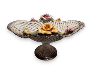 A 1960s Italian Capodimonte Bassano Ceramic Pedestal Bowl