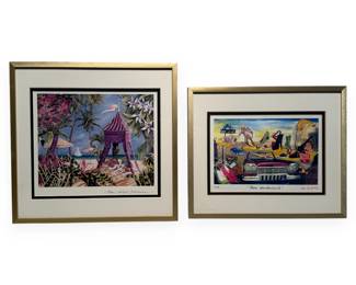 A Pair of Framed Prints: Sharie Hatchett Bohlmann 'Fantasy Island' Seriolithograph and Nelson De La Nuez 'Shoe Wonderland' Print