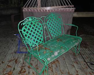 Wrought iron glider bench