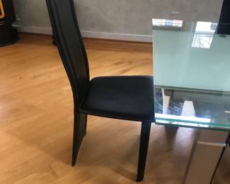 Scandinavin Black Leather Dining Chairs