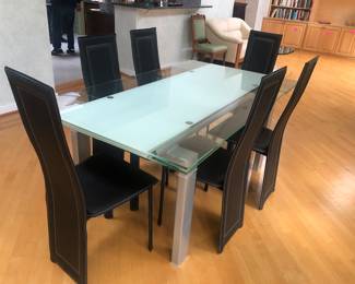 Scandinavian Glass top refectory table