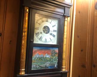 Antique Empire Reverse Painted Mantel Clock