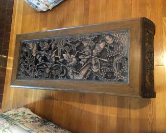Carved Chinese Teak Coffee Table 