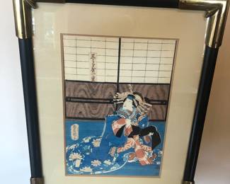 Antique/Vintage Japanese Ukiyo-e Woodblock Print; Toyokumi