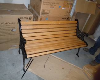 NEW IN BOX. WE PUT THIS BENCH TOGETHER ON TUESDAY. 
