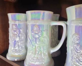 vintage Federal Glass iridescent beer stein mugs