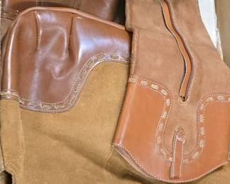 Dexter boots and a leather and suede purse D