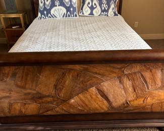 Queen sized banana leaf resin sleigh bed 