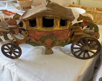 19th century wooden hand carved carriage 