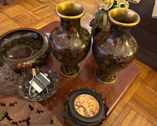 Beautiful antique Cloisonné set