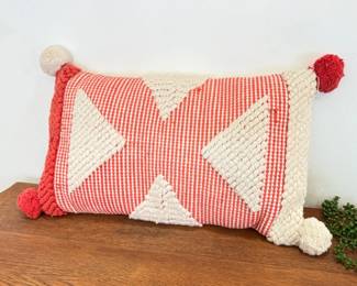 128 RedWhiteCottonThrowPillow