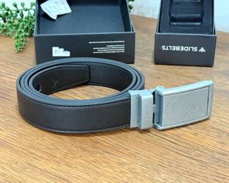 50 MensSlidebeltsCuttoFitLeatherBeltwBuckleToolHook