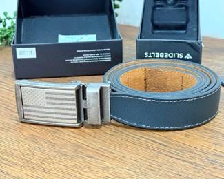 77 MensSlidebeltsCuttoFitLeatherBeltwBuckleToolHook