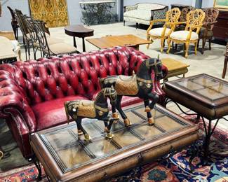 Tufted Leather Sofa, Coffee & End Tables and Decor Orlando Estate Auction