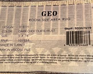 Area Rug GEO 5' x 7'6" Dark Chocolate/Rust