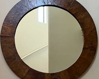 Wall Mirror w Leather-Look Finish