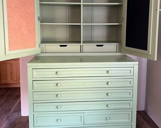 Soft shade of green Command Center Cabinet