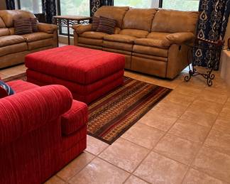 Leather Electric Reclining Sofa and Loveseat. Beautiful caramel color!