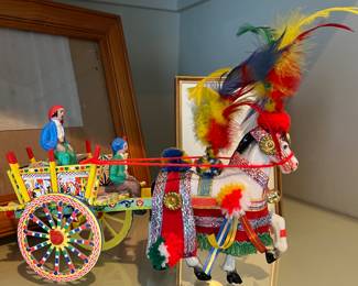1950's Vtg Gidi's Carrentino Sicilian Horse and Cart Folk Art Figurine Italy
