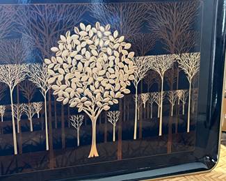 Otagiri Japan Lacquerware Tray Golden Mist Tree