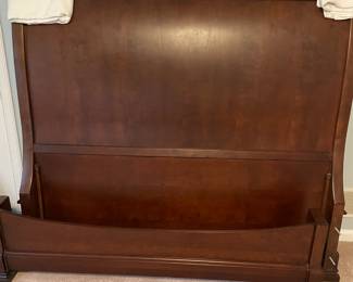 Stanley made in USA queen size solid wood sleigh bed frame