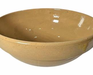 Vintage Yellow Ware Pottery Mixing Bowl