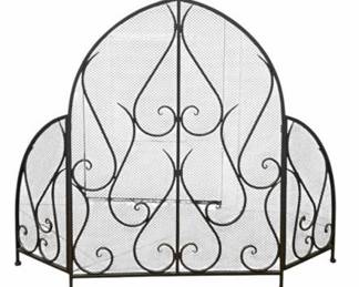 Black Metal Fireplace Screen