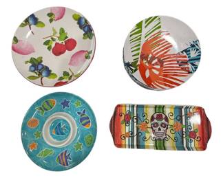 Four Holiday Melamine Serving Trays