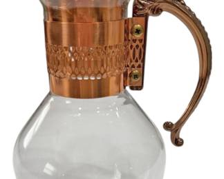 Vintage Copper Clear Glass Carafe