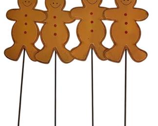 Four Metal Gingerbread Plant Stakes