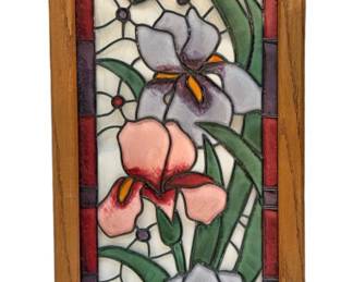 Iris Flowers Stained Glass Wall Hanging
