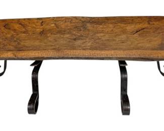 Wood Bread Bowl Tray on Metal Stand